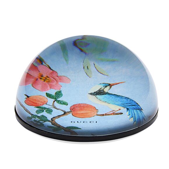 Authentic GUCCI Floral Bird Paperweight with Tian Print Blue Holiday Boxed Gift - Picture 9 of 11